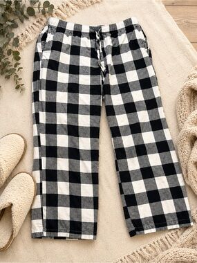 Auden Black White Buffalo Plaid Pajama Lounge Pants Women’s XL